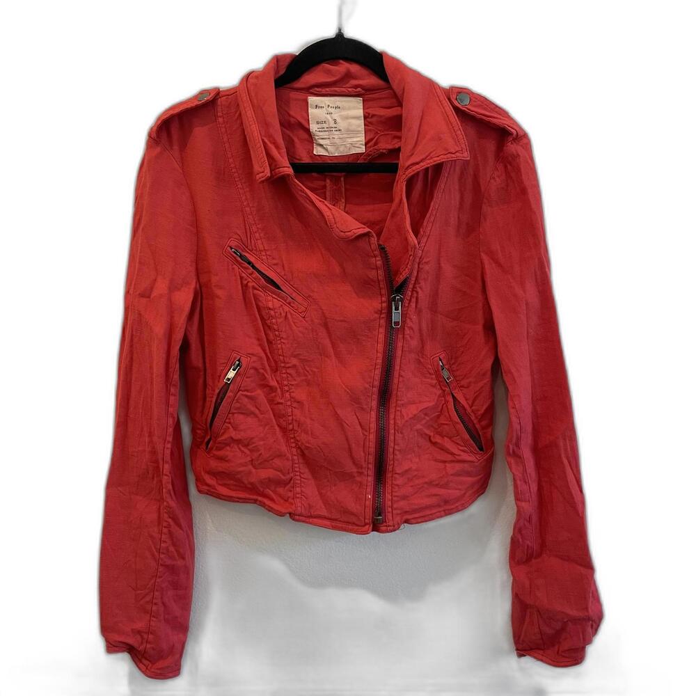 Free People Cropped Red Jacket - Size 8